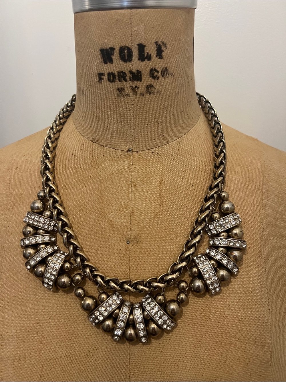 Vintage Banana Republic Chunky gold and faux diamond chunky necklace